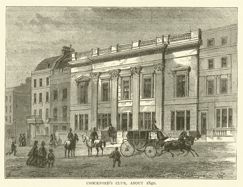 クロックフォードのクラブ、1840年頃（彫刻 作： 英語学校