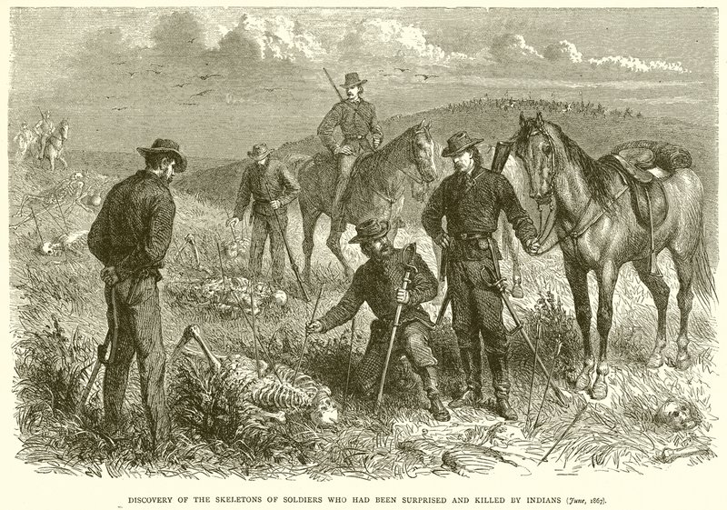 インディアンに驚かされ殺された兵士の骨格の発見（1867年6月） 作： 英語学校