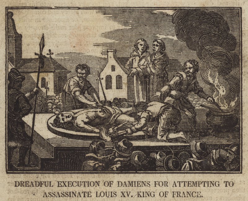 フランス国王ルイ15世を暗殺しようとしたダミアンの恐るべき処刑 作： 英語学校