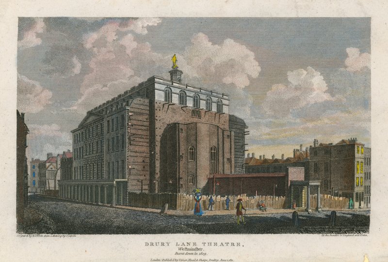 Drury Lane Theatre、ウェストミンスター、ロンドン。 1809年に全焼 作： 英語学校