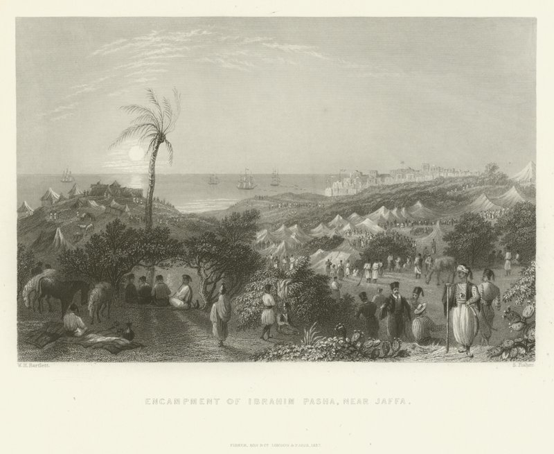 1837年、ヤッファ近くのイブラヒムパシャの野営地 作： 英語学校