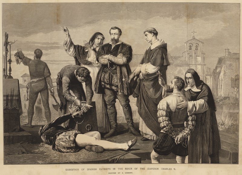 チャールズ5世の統治下でのスペインの愛国者の処刑 作： 英語学校