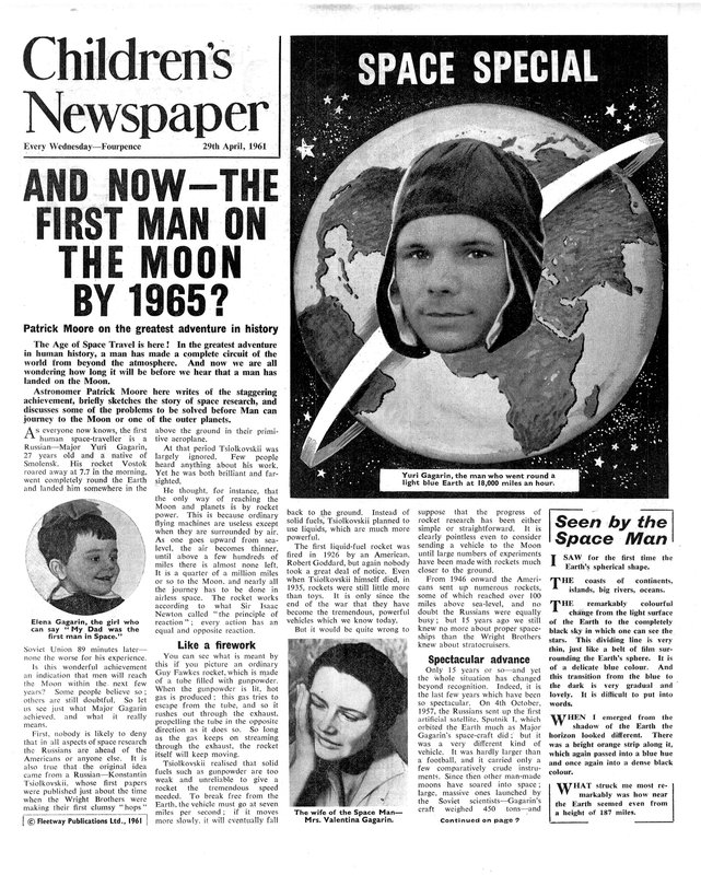 1965年までの最初の月面男、「子供新聞」のフロントページ、1961年（新聞） 作： 英語学校