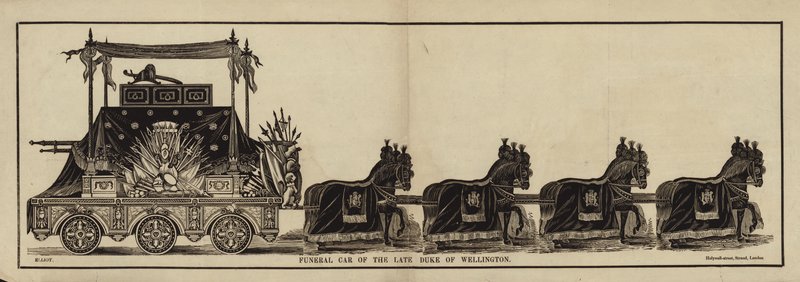 故ウェリントン公の葬送車（木版画 作： 英語学校
