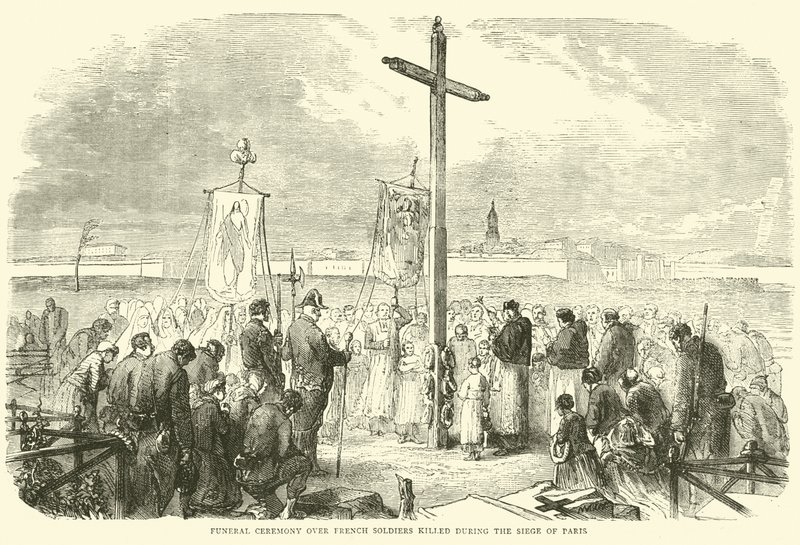 1870年10月、パリの包囲戦中に殺害されたフランスの兵士を葬る儀式 作： 英語学校