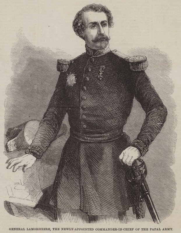 新任の教皇庁軍総司令官ラモリシエール将軍（版画 作： 英語学校