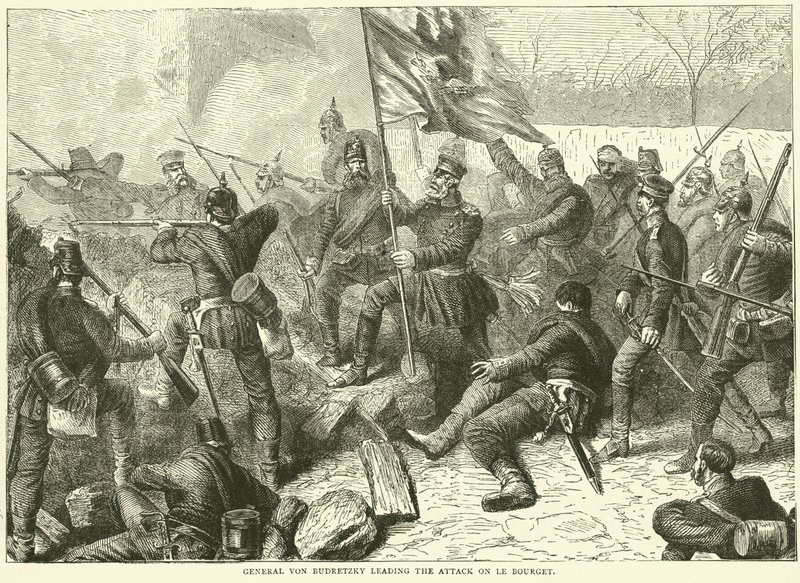 1870年10月、ルブルジェへの攻撃を率いるフォンブドレツキー将軍 作： 英語学校
