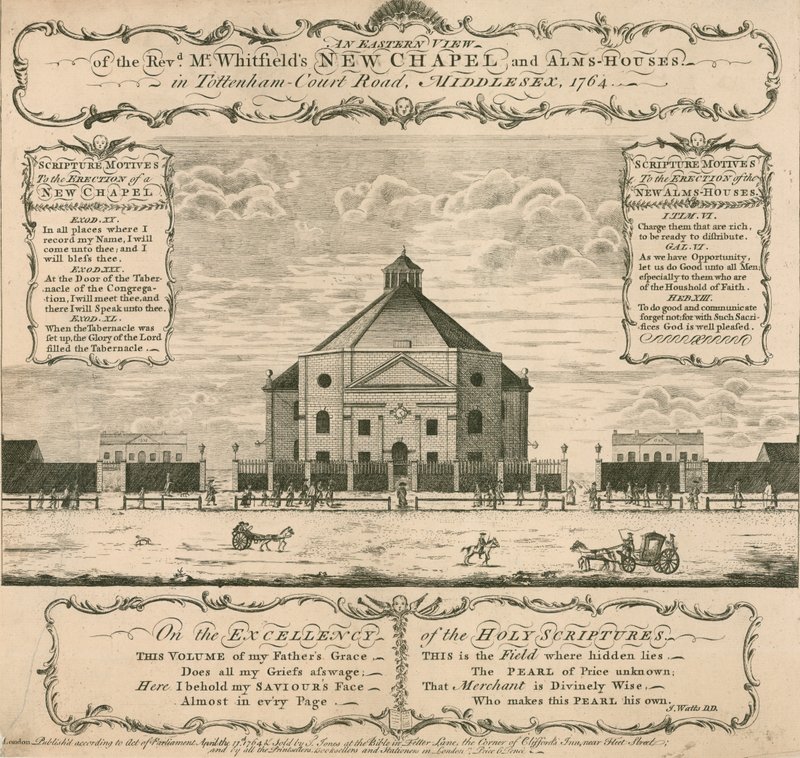 ジョージホイットフィールズの新しい礼拝堂とアルムスハウス（1764年、ロンドン、トッテナムコートロード） 作： 英語学校