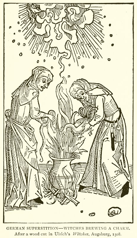 ドイツの迷信―魔女は魅力を醸造しています。 1508年、アウグスブルクのUlrichs Witchesでウッドカットが行われた後 作： 英語学校