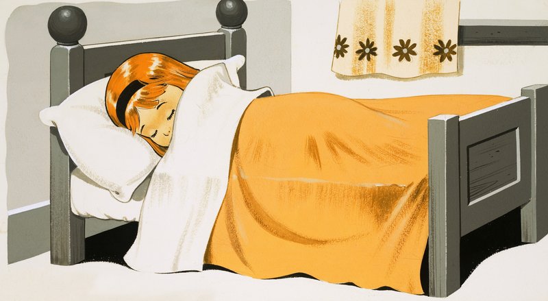 ベッドで眠る少女 作： 英語学校