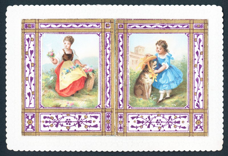 花と犬、クリスマスカードに帽子をかぶっている女の子 作： 英語学校