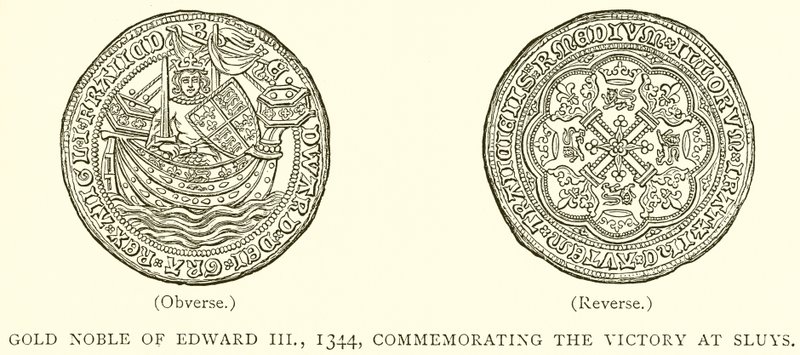 エドワード3世の金貴族、1344年、スライスでの勝利を記念して 作： 英語学校