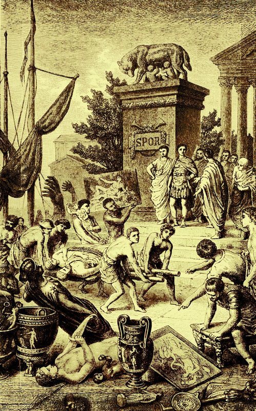 ギリシャの文化-ローマに伝えられた彫像と芸術作品、「世界のイラスト入りの歴史」のイラスト、1880年に出版（デジタル処理された画像） 作： 英語学校