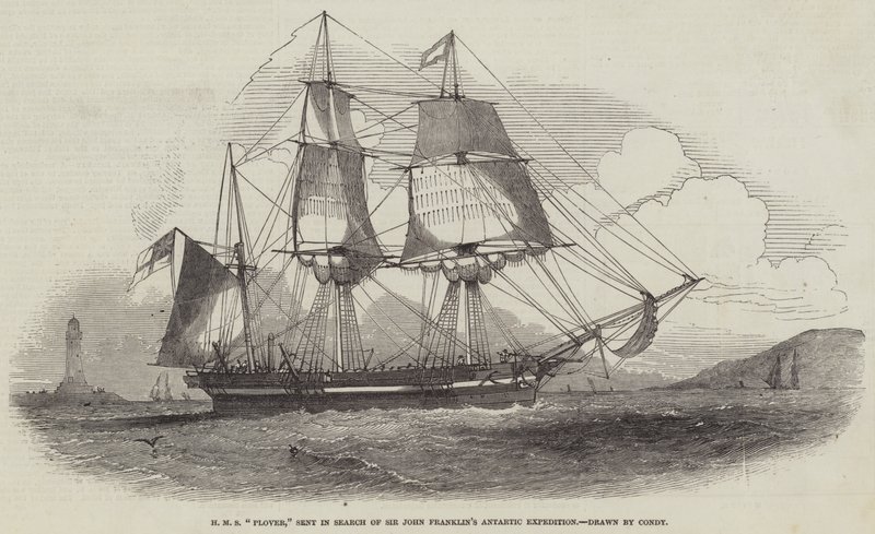 ジョン・フランクリン卿の北極探検を求めて派遣されたHMS "Plover" (エングレービング) 作： 英語学校