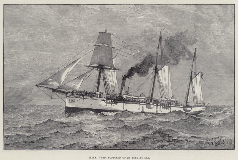 海で遭難したとされるHMSワスプ（彫刻作品 作： 英語学校