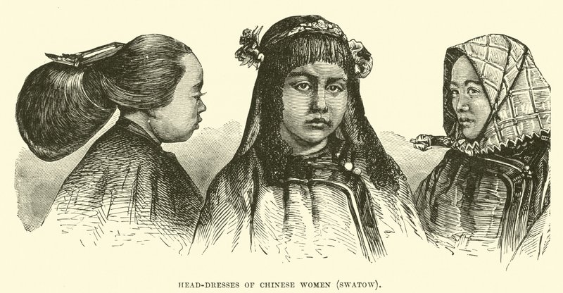 中国女性のヘッドドレス、スワトウ 作： 英語学校