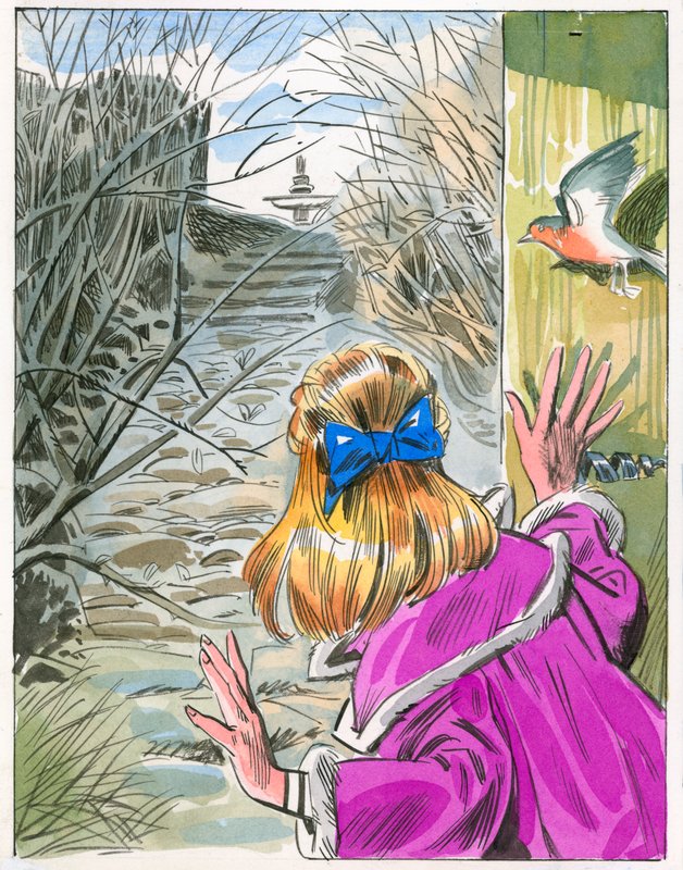 秘密の花園」のイラスト（紙にガッシュ 作： 英語学校