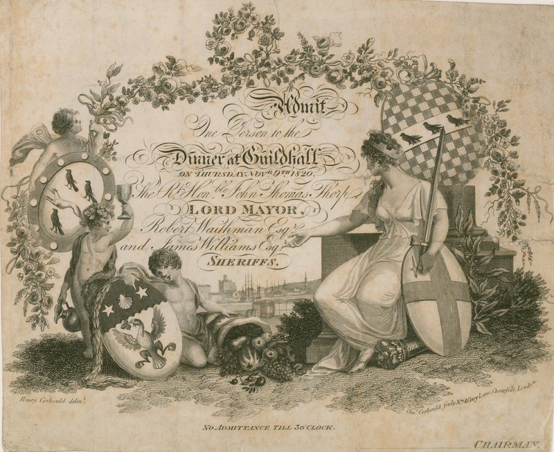 1820年11月9日、ロンドンのギルドホールでの宴会への招待 作： 英語学校