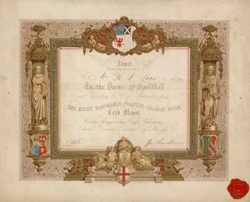 1854年11月9日、ロンドンのギルドホールでの宴会への招待 作： 英語学校