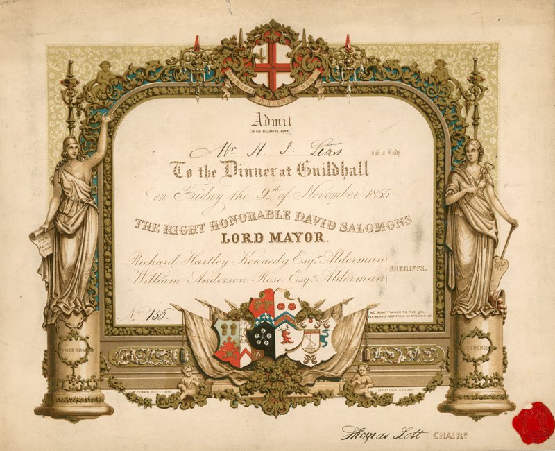 1855年11月9日、ロンドンのギルドホールでの宴会への招待 作： 英語学校