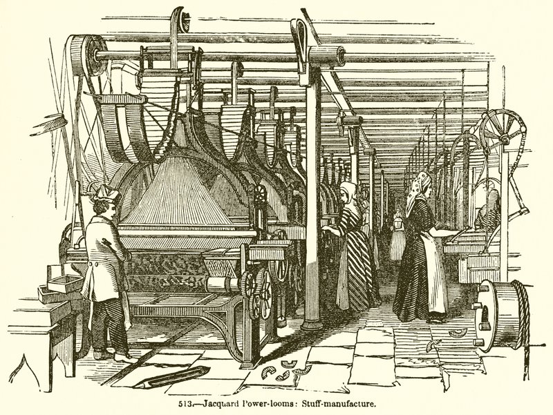 Jacquard Power-Looms：Stuff-Manufacture 作： 英語学校