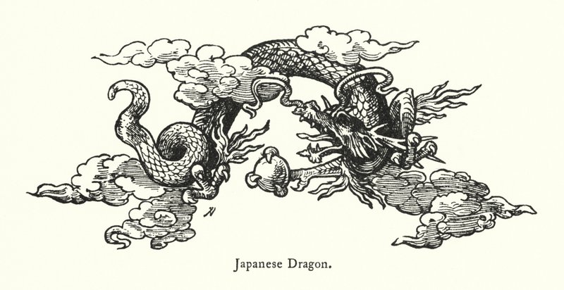 日本のドラゴン（彫刻 作： 英語学校