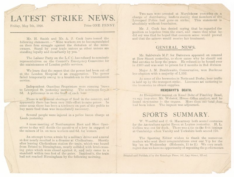 最新のストライキニュース、1926年5月7日 作： 英語学校