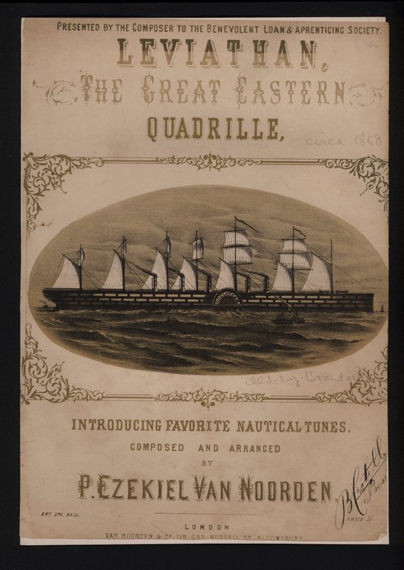 Leviathan, the Great Eastern, Victorian sheet music cover (litho) 作： 英語学校