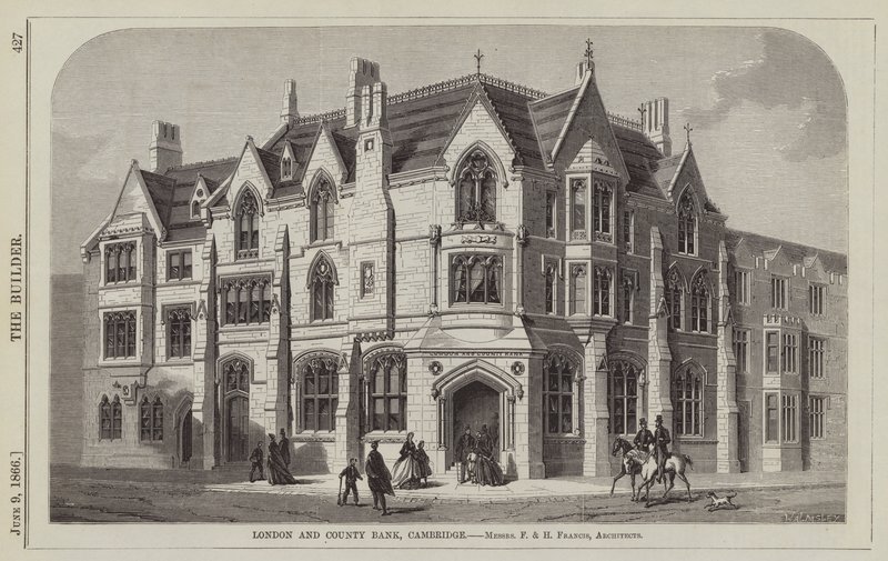 ロンドン・アンド・カウンティー・バンク、ケンブリッジ、Messrs F and H Francis, Architects (e.g. engraving) 作： 英語学校