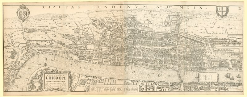 クイーンエリザベス1世の統治下にあるロンドン、Aggas 1560による地図の複製（縮小版） 作： 英語学校