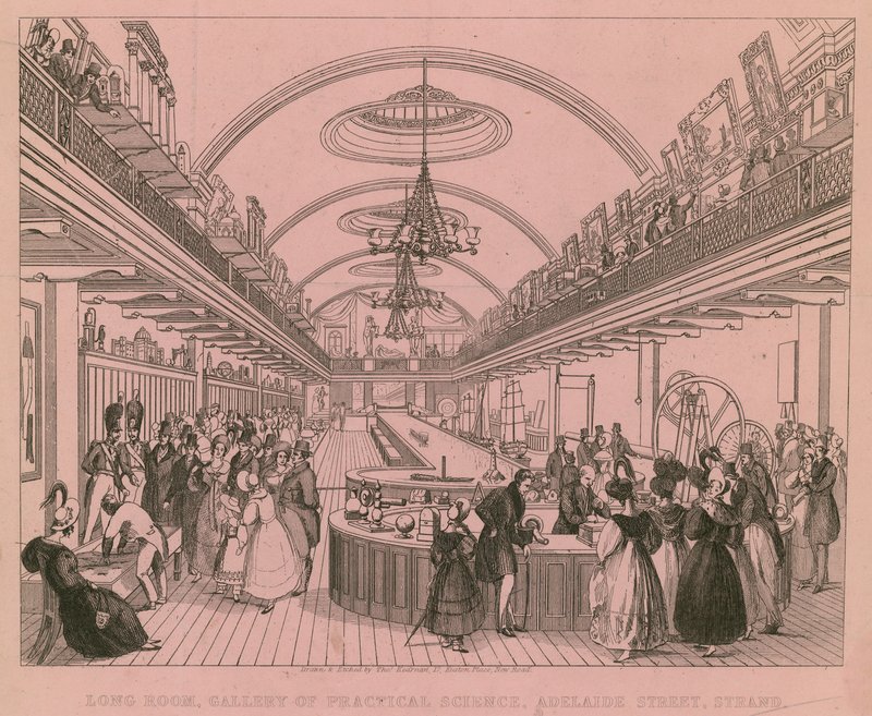 Long Room、Gallery of Practical Science、Adelaide Street、Strand、ロンドン 作： 英語学校