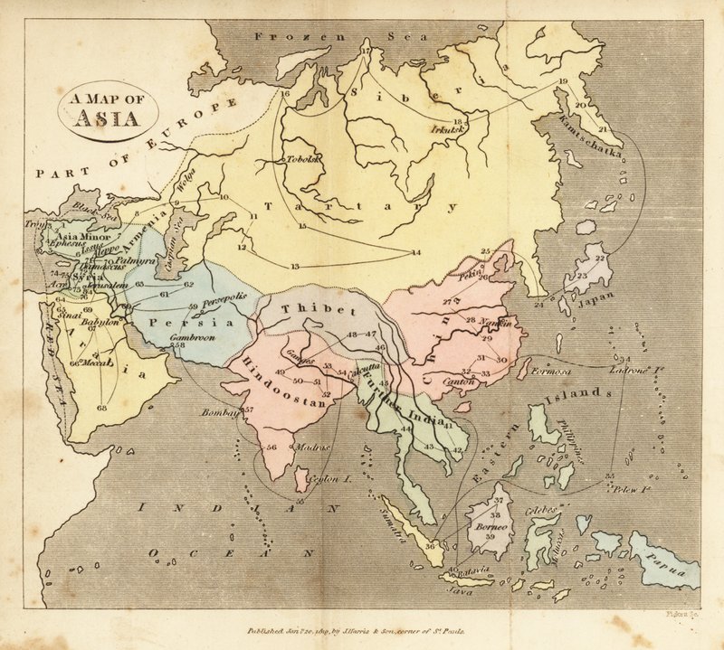 アジアの地図、19世紀初頭 | 英語学校