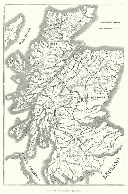 テルフォードの道の地図（彫刻 作： 英語学校