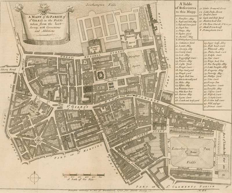 ロンドンのセントジャイルズ教区の地図 作： 英語学校
