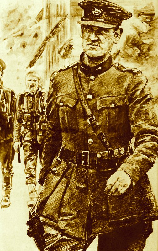 マイケルコリンズ、1916年のアイルランドのイースター蜂起における反乱軍のリーダー 作： 英語学校