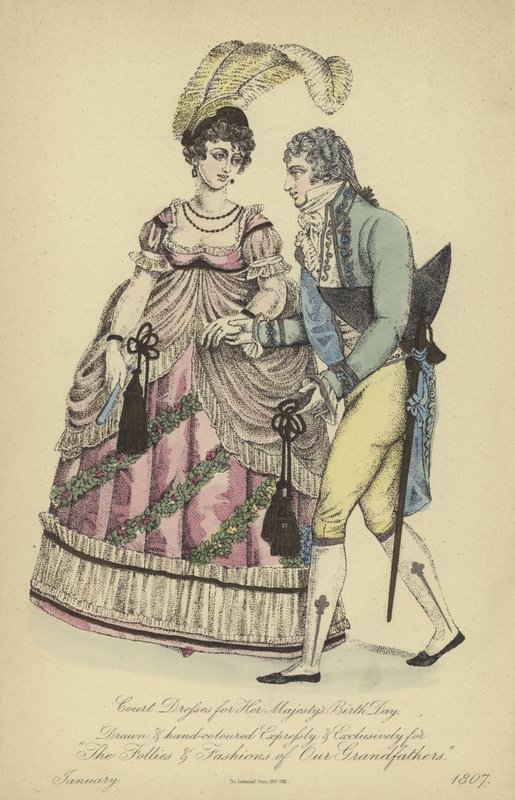 紳士淑女のためのモーニングドレス（彩色済み彫刻 作： 英語学校