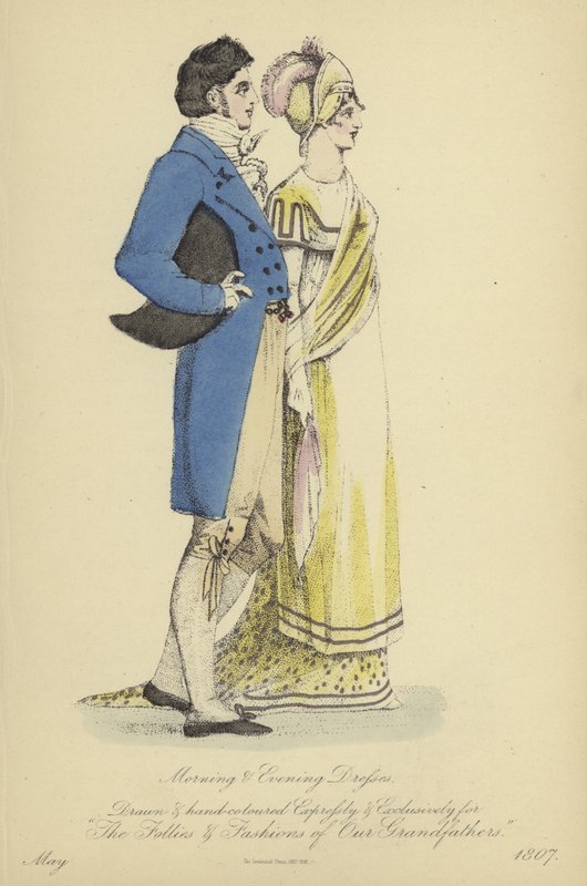 紳士淑女のためのモーニング＆イブニングドレス（彩色彫刻 作： 英語学校