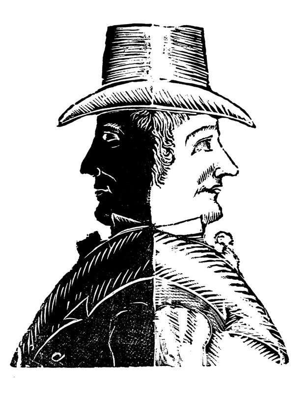 信頼できない男、ミスター・ダブルフェイス(彫刻) 作： 英語学校