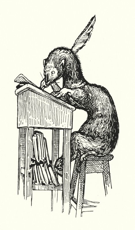 Mr.Ferret at Work（リトグラフ 作： 英語学校