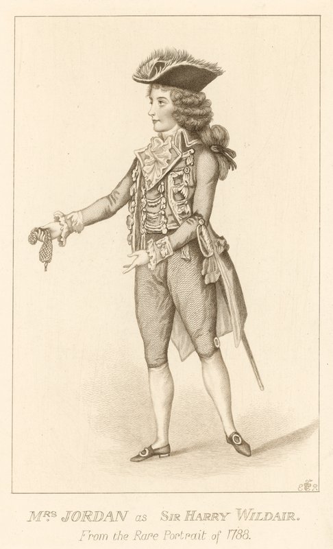 1788年の珍しい肖像画からハリーワイルドエア卿としてジョーダン夫人 作： 英語学校