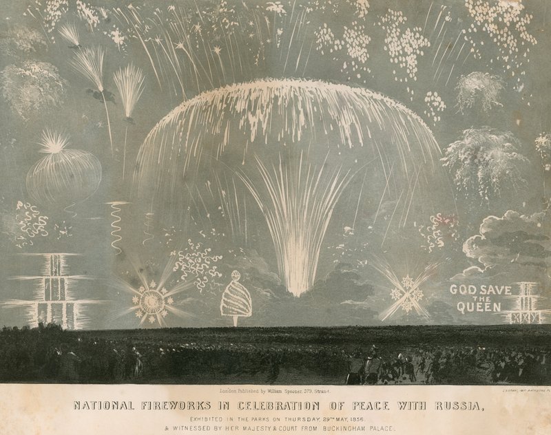 1856年5月29日、ロシアとの平和を祝う国花火 作： 英語学校