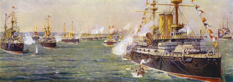 ビクトリア女王のダイヤモンド ジュビリーのスピットヘッドでの海軍のレビュー 作： 英語学校