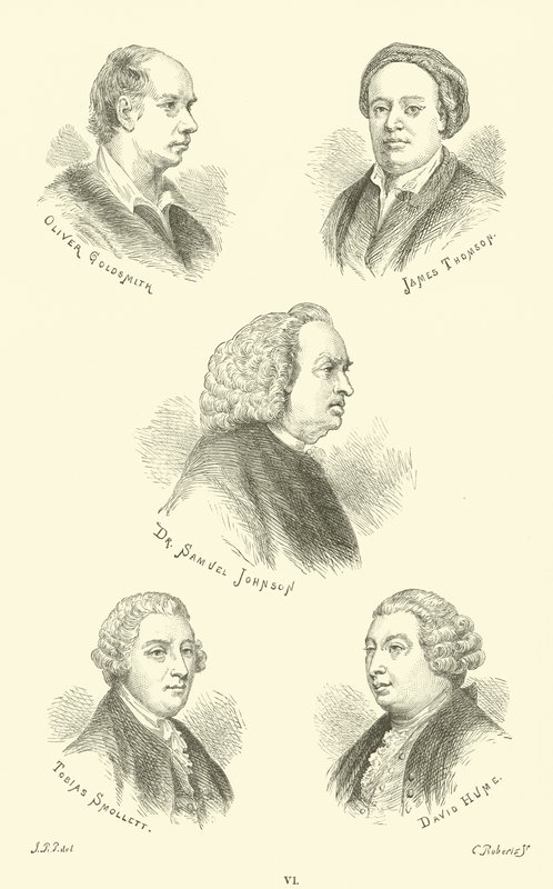 Oliver Goldsmith、James Thomson、Dr。Samuel Johnson、Tobias Smollett、David Hume 作： 英語学校