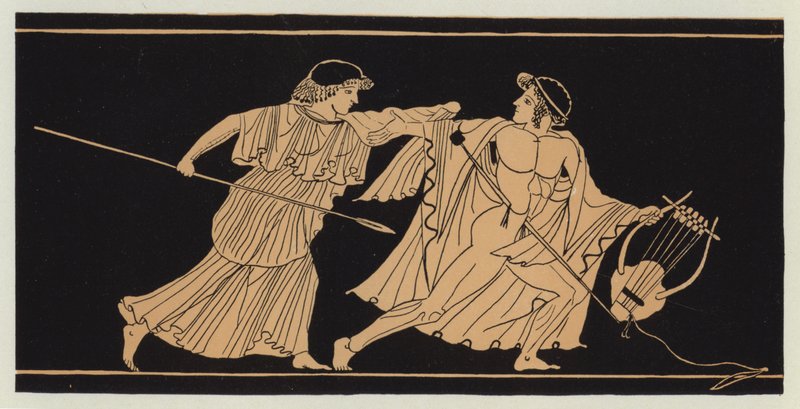 トラキアの女に襲われるオルフェウス（カラーリトグラフ） 作： 英語学校