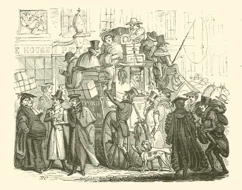Oxford To London Coach (木版画) 作： 英語学校