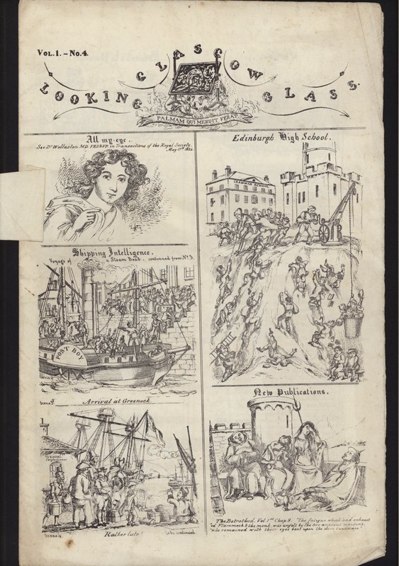 1835年7月23日に発行されたグラスゴー・フェアのリーフレットのページ（エングレーヴィング 作： 英語学校