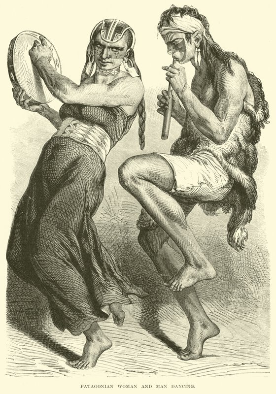 パタゴニアの女性と男性のダンス 作： 英語学校