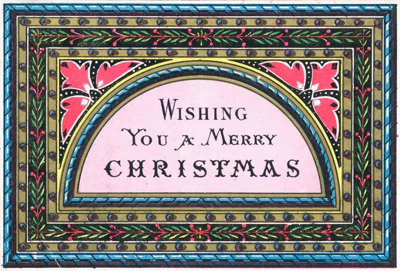 パターンと葉、クリスマスカード 作： 英語学校
