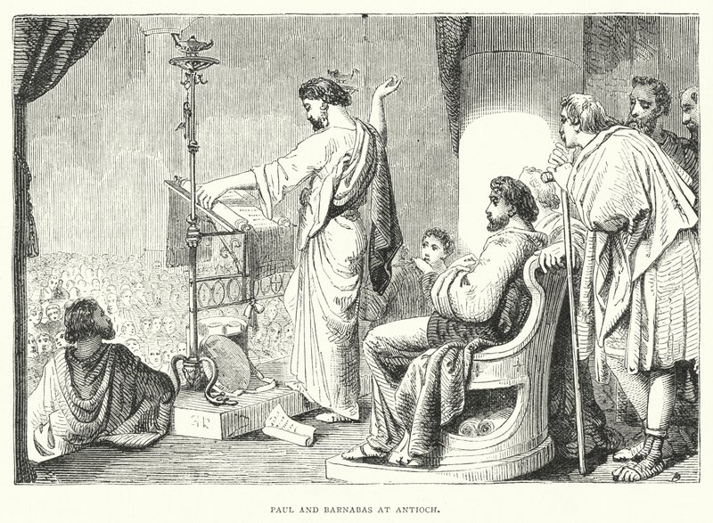 アンティオキアでのパウロとバルナバ（エングレービング 作： 英語学校