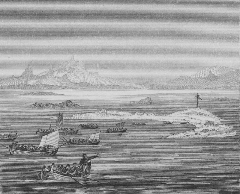アドリア海の島々でフン族からの避難を求めているローマのヴェネツィア州の人々、452 作： 英語学校